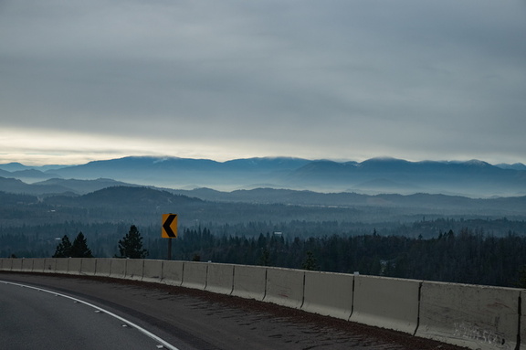 Southern hills of Oregon in the morning along I-5.